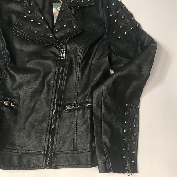 Max Studio Studded Faux-Leather Moto Jacket S - Picture 4 of 7